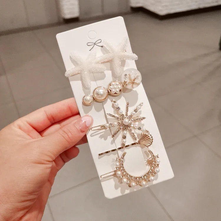 スターシーパールラインストーンヘアクリップティーンエイジャーガールズヘッドドレス