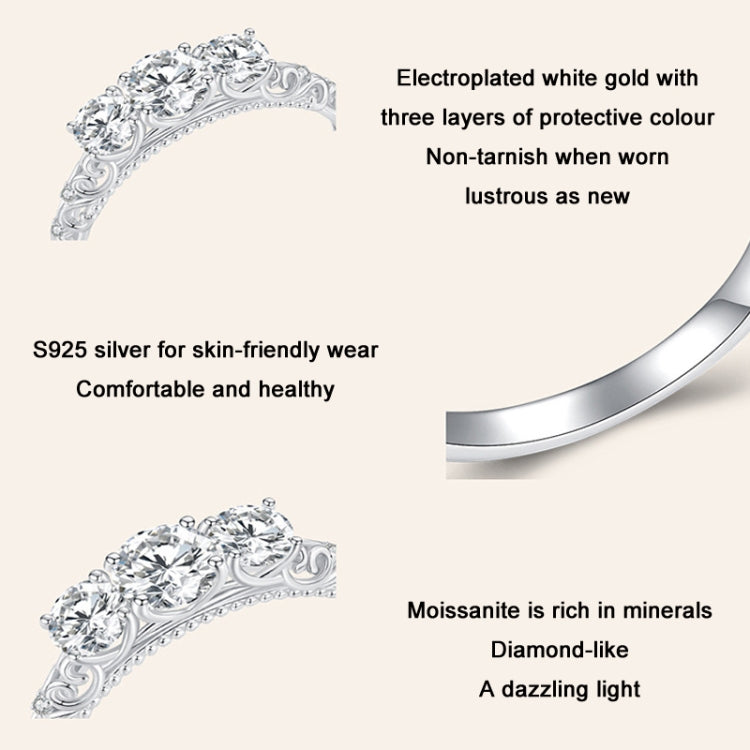 MSR009 スターリングシルバー S925 レース ホワイトゴールドメッキモアサナイトリング、No.6、No.7、No.8、No.9、No.10
