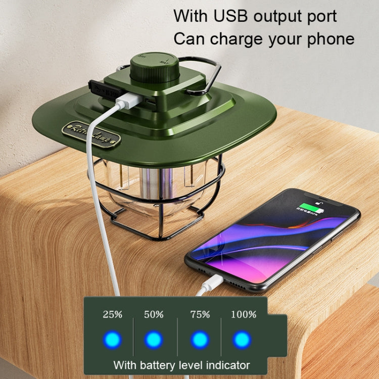 LY02 LEDレトロランタン ハンドテントランプ USB充電式キャンプライト、LY02グリーン、LY02ホワイト、LY02ブラック