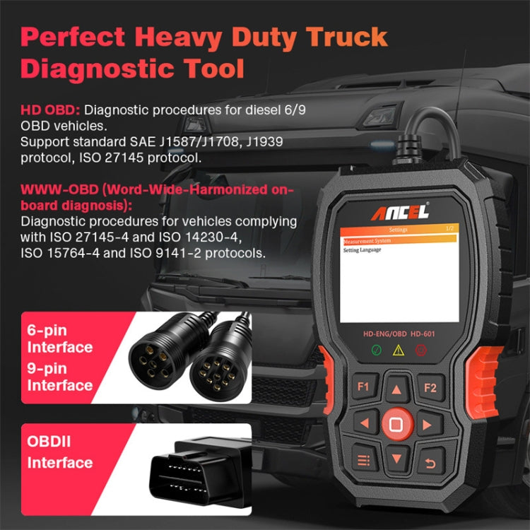 ANCEL HD601 24V Diesel Engine Detector Heavy Truck Diagnostic Scanner, ANCEL HD601