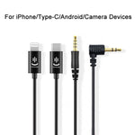Rodeマイク用 YICHUANGアダプターオーディオケーブル、3.5mmから8ピン、3.5mmからType-C、3.5mm TRSからTRS、3.5mm TRSからTRRS