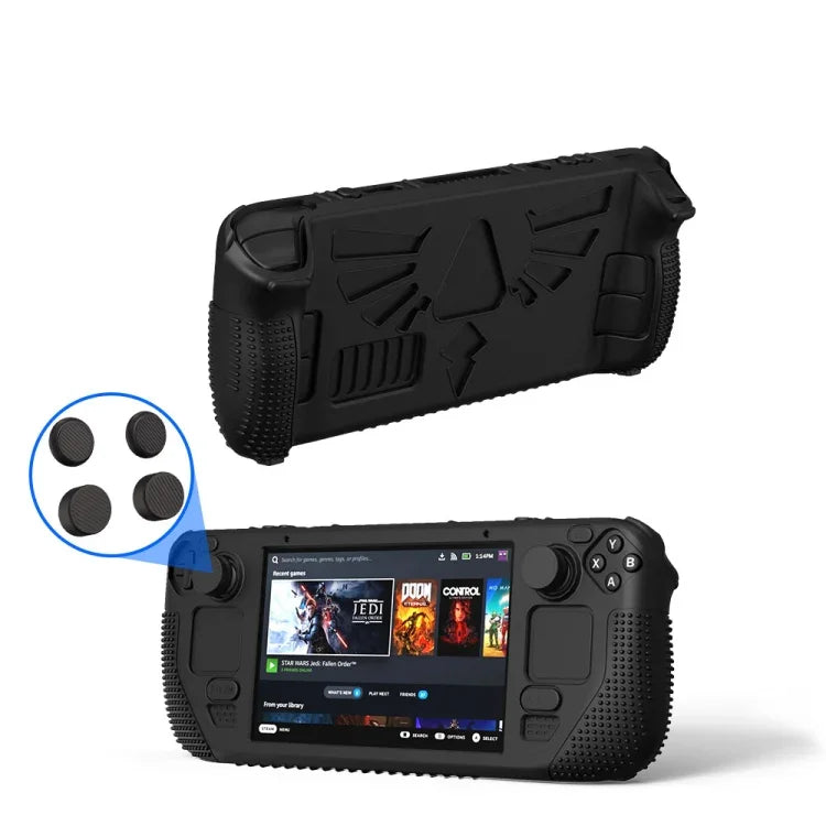 For Steam Deck V V4-1 Silicone Non-slip Protective Case for Pocket Consoles with Holder Function, V4-1Black), V4-1(Red), V4-1(Green), V4-1(Blue)
