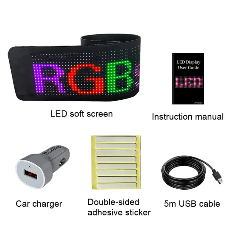車用LEDフレキシブルディスプレイ 携帯アプリ制御 Bluetooth接続、S1664RGB 390x107mm、S1696RGB 672x122mm、S3264RGB 390x187mm、S3296RGB 672x218mm