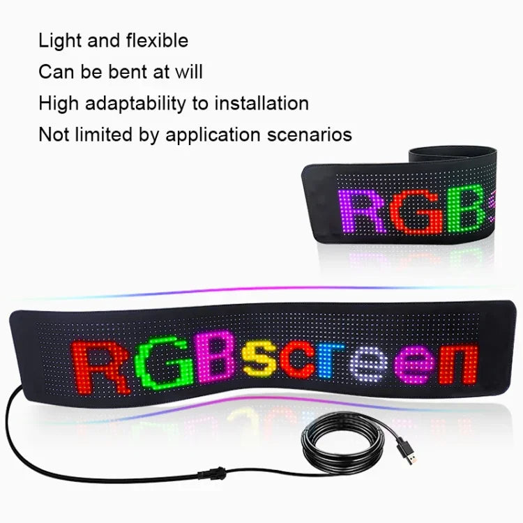 車用LEDフレキシブルディスプレイ 携帯アプリ制御 Bluetooth接続、S1664RGB 390x107mm、S1696RGB 672x122mm、S3264RGB 390x187mm、S3296RGB 672x218mm