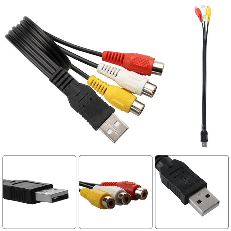 USB から 3 RCA バス 1オス 3メス AV オーディオケーブル、25cm、1.5m