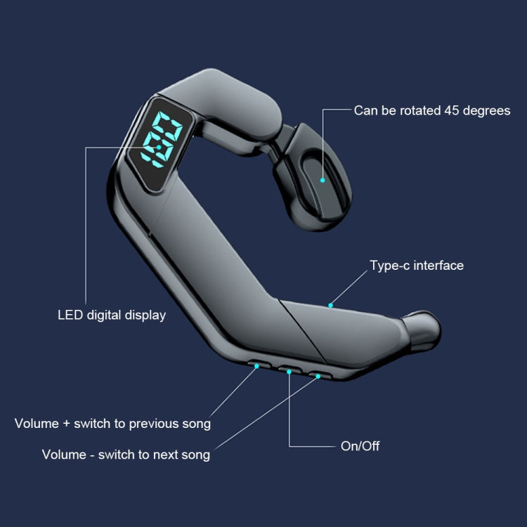 V19 骨伝導デジタルディスプレイステレオ ハンギングイヤースポーツ Bluetooth ヘッドセット、V19 ブラック、V19 ホワイト、V19 ピンク、V19 ブルー、V19 グリーン