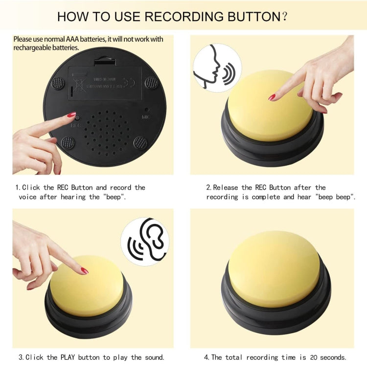 ペットコミュニケーションボタン 犬用ボーカルボックス 録音ボーカライザー、スタイル: 録音モデル、ローズレッド、ピンク、イエロー、レイクブルー、ホワイト、ダークブルー、ライトブルー、グリーン、パープル、レッド、オレンジ