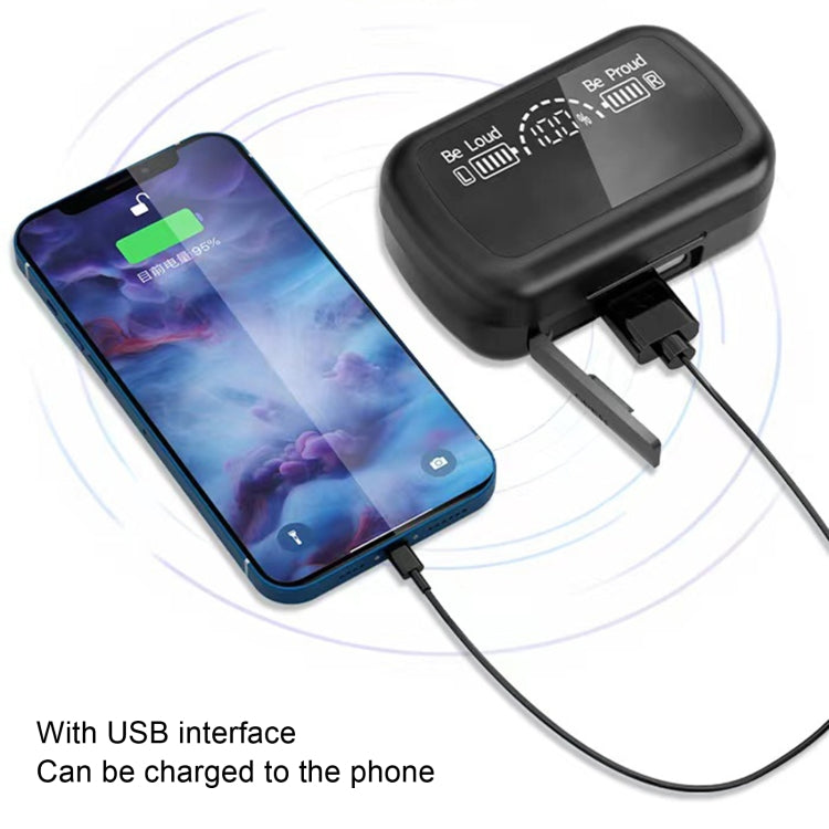 SKY10 充電ケース ステレオ デジタルディスプレイ ミニインビジブル Bluetooth ヘッドセット、SKY10 ブラック