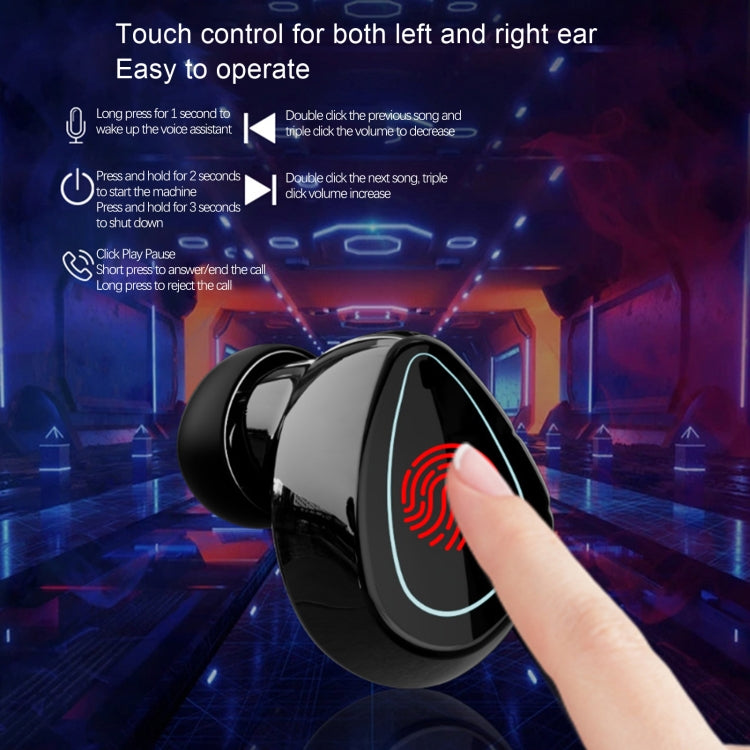 SKY10 充電ケース ステレオ デジタルディスプレイ ミニインビジブル Bluetooth ヘッドセット、SKY10 ブラック