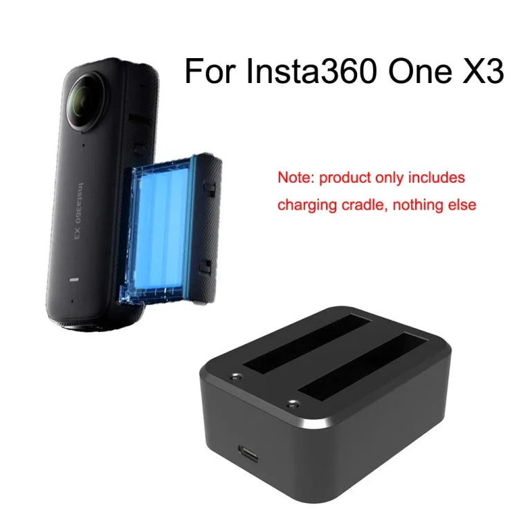 Insta360 X3 A520 パノラマカメラ用バッテリーチャージャー デュアル充電ドック、Insta360 X3デュアルバッテリー用