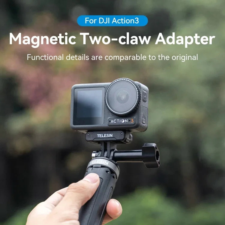 DJI OSMO Action 3用 TELESIN 磁気ツークローアダプター アクションカメラアクセサリー、磁気ツークローアダプター