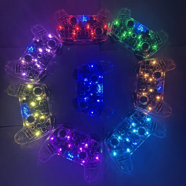 Switch Pro用ワイヤレスBluetoothゲームパッド LEDライトウェイクアップ機能付き、透明LED付き