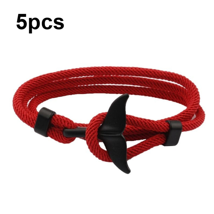 5pcs Whale Tail Braided Hand Rope Double Live Buckle Adjustable Bracelet, 5pcs Pink, 5pcs Yellow, 5pcs Red Wine, 5pcs Navy, 5pcs Khaki, 5pcs Red, 5pcs Black, 5pcs Light Blue, 5pcs Beige