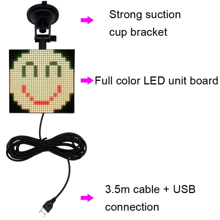 P4-32x32 RGB フルカラー 絵文字ピクチャー LED車載ディスプレイ 無線伝送 WiFi カスタム、P4-32x32 RGB USB