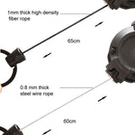 Backpack Carabiner Plastic Retractable Pull Badge Reel, Black-Steel Wire Rope, Black-Fiber Rope, White- Fiber Rope