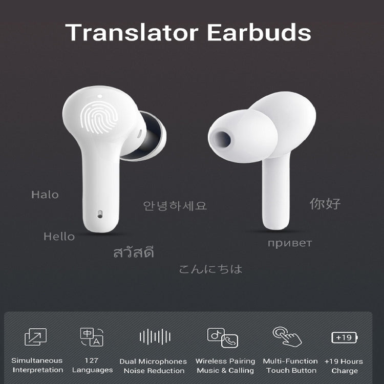 M6 多国間相互翻訳スマートBluetooth翻訳イヤホン 127言語対応、M6 ホワイト