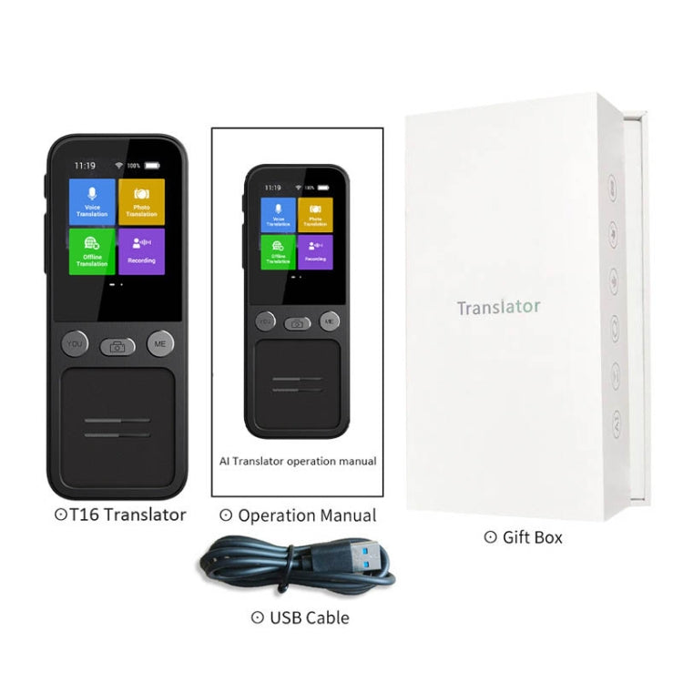 T16 スマートAI翻訳旅行用翻訳機 138言語相互翻訳対応 14言語オフライン翻訳対応、T16 ブラック