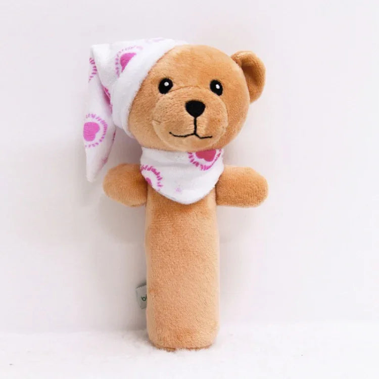 赤ちゃん用手持ちラトルおもちゃ 手握りスティック 新生児用安眠おもちゃ、スタイル：キリン、ピンクラビット、小さなグレー象、コアラ、ブタ、サル、ホワイトラビット、小さな赤いネズミ、小さな花の象、小さなバナナ、スリープベアブルーラトル