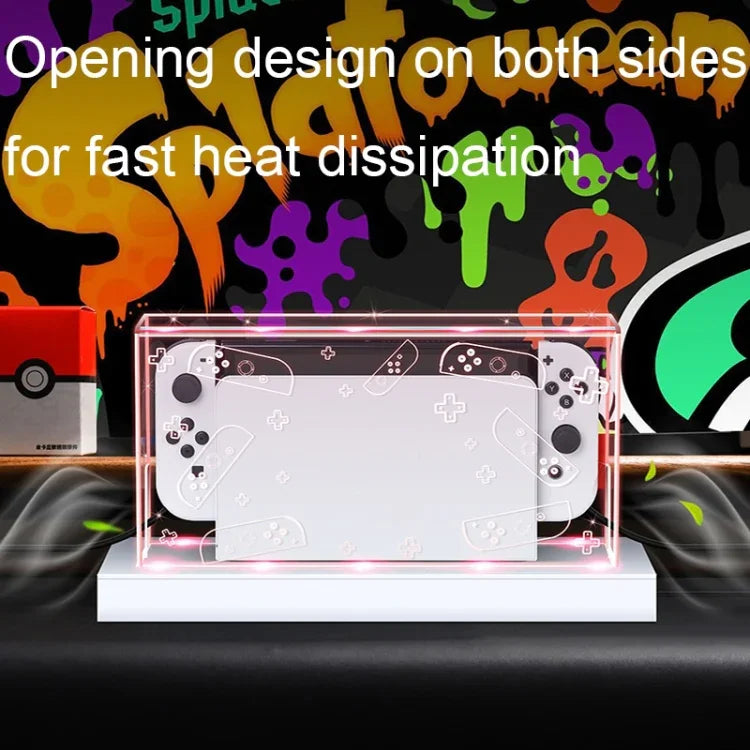 035 Nintendo Switch/OLEDゲームコンソール用ディスプレイ発光ベース防塵カバー、仕様：ライトベース、透明、ホワイトラベル、ブラックラベル、ハンドル、ジェットウォリアー、ノーブル、ゲンガー
