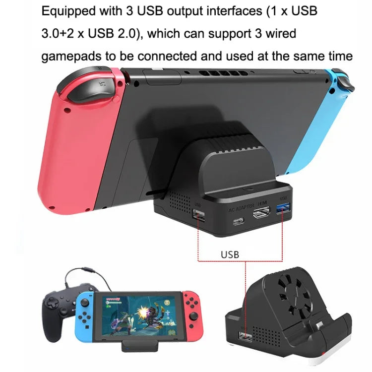 Nintendo Switch / Switch OLED SW300 HDMIビデオキャスティングコンバーター冷却ファンベースチャージャー用、冷却ファンベースチャージャー