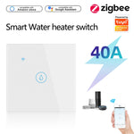 Tuya ZigBee 40A スマート高出力給湯器ライトエアコンスイッチ タイムボイスリモコン、ZigBee 40A ホワイト、ZigBee 40A ブラック