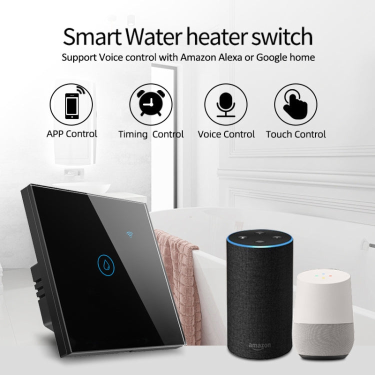 Tuya ZigBee 40A スマート高出力給湯器ライトエアコンスイッチ タイムボイスリモコン、ZigBee 40A ホワイト、ZigBee 40A ブラック