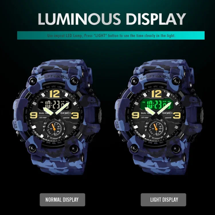 SKMEI 1637 Sports Digital Display Outdoor Shockproof Plastic Large Dial Men Watch, Black, Army Green, Blue Camouflage, Army Green Camouflage, Gray Black