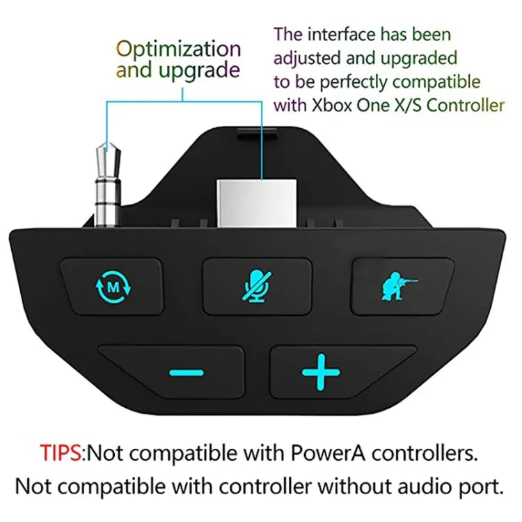 Microsoft Xbox One S / X / Elite HS-XO193Aゲームパッドサウンドエンハンサー3.5mmコンバーターヘッドホンアダプター、Xbox One S / X / Elite用