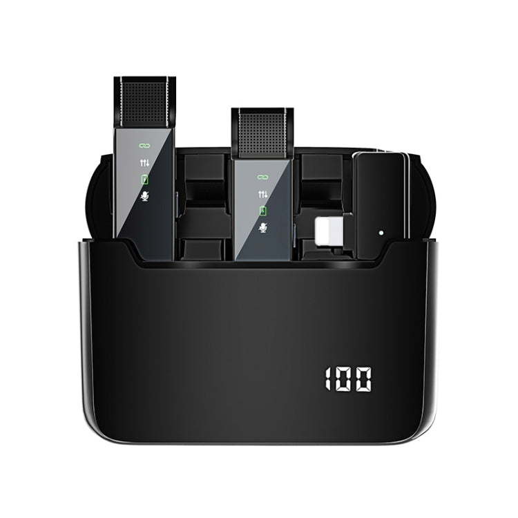 デジタルディスプレイ ワイヤレスラベリアマイク 充電コンパートメント付き、仕様: S16-S ワンツーブラック USB-C/Type-C インターフェース、S16-S ワンツーブラック 8ピンインターフェース
