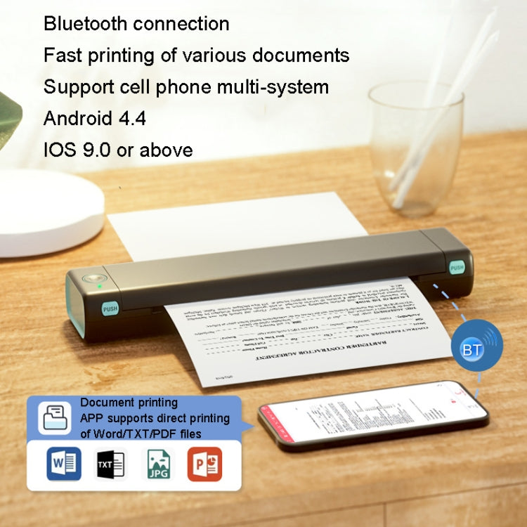 M08F Bluetooth ワイヤレス ハンドヘルド ポータブル サーマルプリンター、ブラックグリーン A4 バージョン、ブラック A4 バージョン、ホワイト A4 バージョン、ホワイトオレンジ A4 バージョン、グリーン A4 バージョン、ピンク A4 バージョン、グレー A4 バージョン、シルバー A4 バージョン、ブラックグリーン レター バージョン