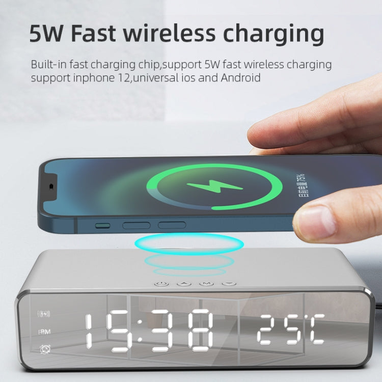 W258 時計・温度表示付き デスクトップフォン・イヤホン ワイヤレス充電器、W258 5W（シルバー）、W258 5W（ブラック）