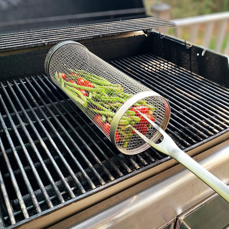 アウトドア ステンレス バーベキューケージ BBQ 丸メッシュチューブ、20cm フック付き、30cm フック付き