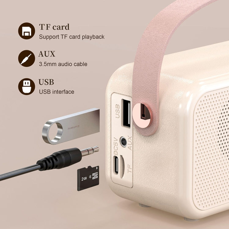 S11 ハンドヘルドレトロ目覚まし時計Bluetoothスピーカー デスクトップポータブル時計 S11（ベージュ）、S11（ピンク）