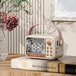 S11 ハンドヘルドレトロ目覚まし時計Bluetoothスピーカー デスクトップポータブル時計 S11（ベージュ）、S11（ピンク）