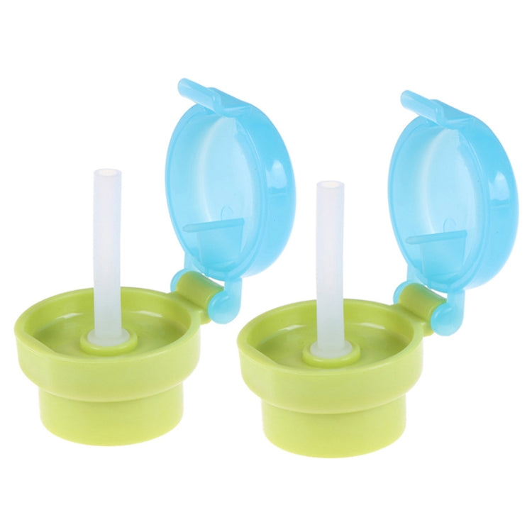 2個 CJ07205 ベビー用ストロー蓋 子供用携帯飲みストロー蓋、2個グリーン、2個ピンク