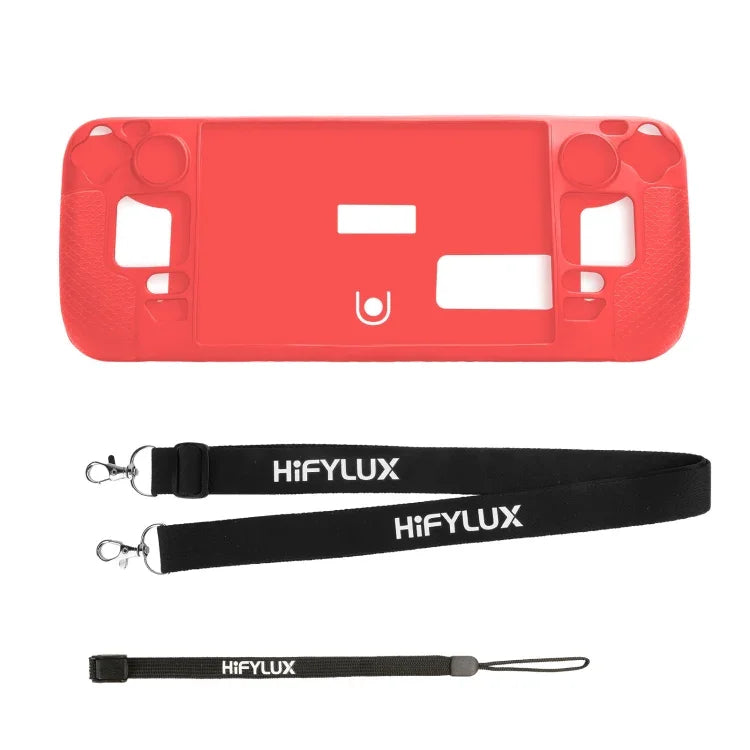 Steam Deck Hifylux ST-PF14ゲームコンソール用シリコンケース、傷防止滑り止めハンドヘルドケースストラップ付き、シリコンケースブルー、シリコンケースレッド