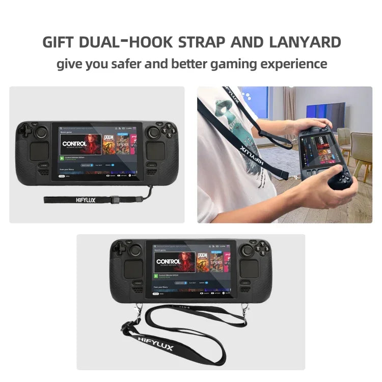 Steam Deck Hifylux ST-PF14ゲームコンソール用シリコンケース、傷防止滑り止めハンドヘルドケースストラップ付き、シリコンケースブルー、シリコンケースレッド