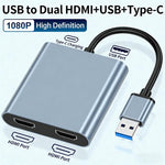 USB 3.0 to デュアル HDMI、USB、USB-C / Type-C 高精細コンバーター 4K USB 同画面拡張器、USB 3.0 to デュアル HDMI