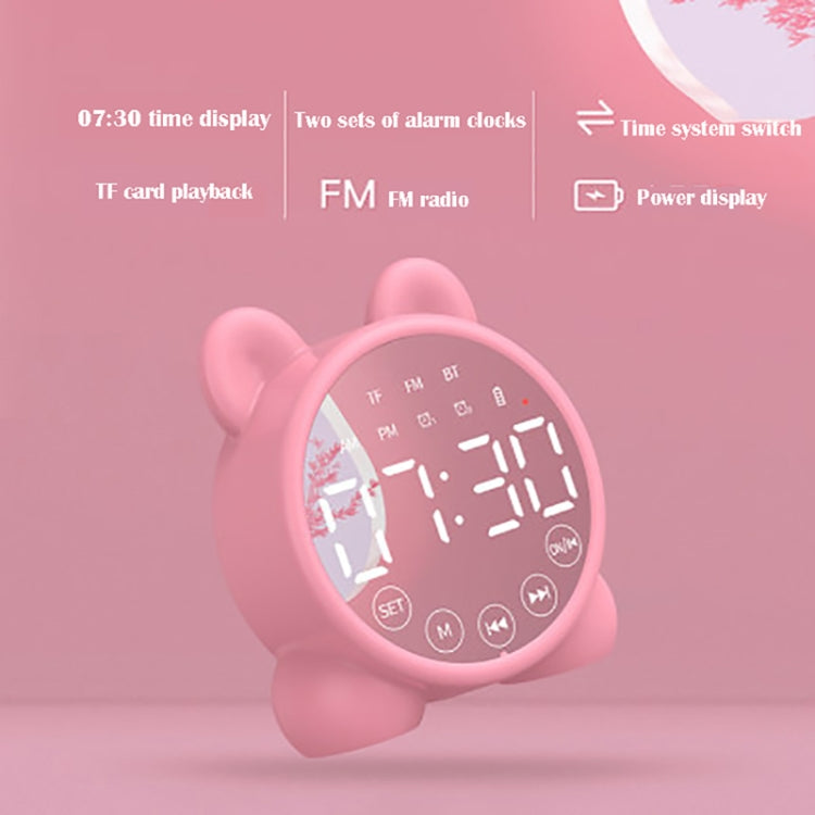P1 ミニカードミラー時計 ワイヤレスBluetoothスピーカー FMラジオ付き