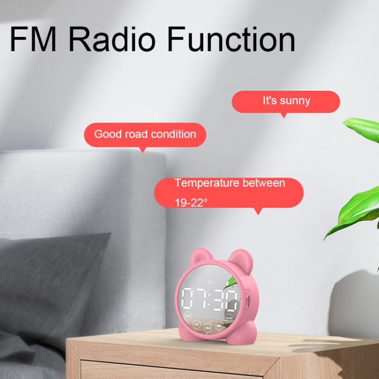 P1 ミニカードミラー時計 ワイヤレスBluetoothスピーカー FMラジオ付き