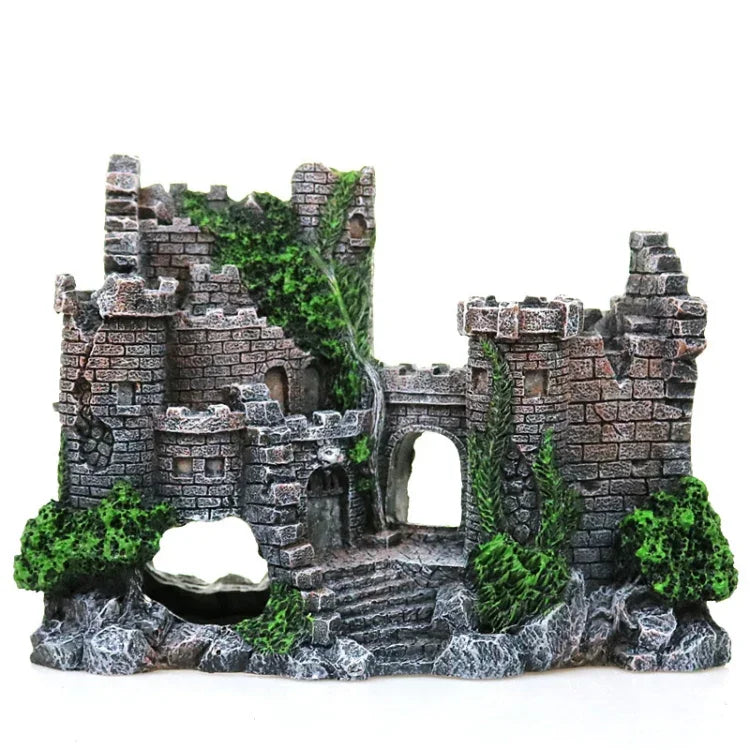 Fish Tank Ancient Castle Resin Decoration Aquarium Cavern Building Decoration, Ancient Castle