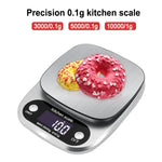 Small Multifunctional Kitchen High Precision Electronic Scale LCD Digital Display Food Scale, 3kg/ 0.1g, 5kg/ 0.1g, 10kg/ 1g