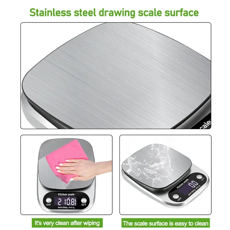 Small Multifunctional Kitchen High Precision Electronic Scale LCD Digital Display Food Scale, 3kg/ 0.1g, 5kg/ 0.1g, 10kg/ 1g