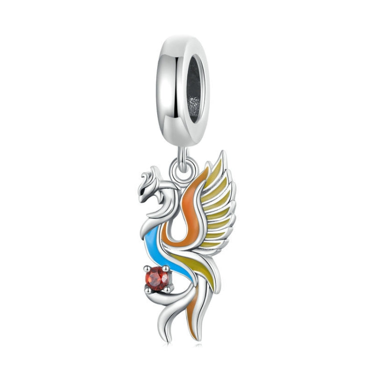 Sterling Silver S925 Phoenix Bracelet Beads Longevity Bird Zircon Pendant, SCC2444