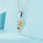 Sterling Silver S925 Phoenix Bracelet Beads Longevity Bird Zircon Pendant, SCC2444