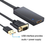 HD55Y VGA から HDMI アダプターケーブル VGA+USB から HD 1080P コンバーター 電源付き、VGA+USB から HDMI