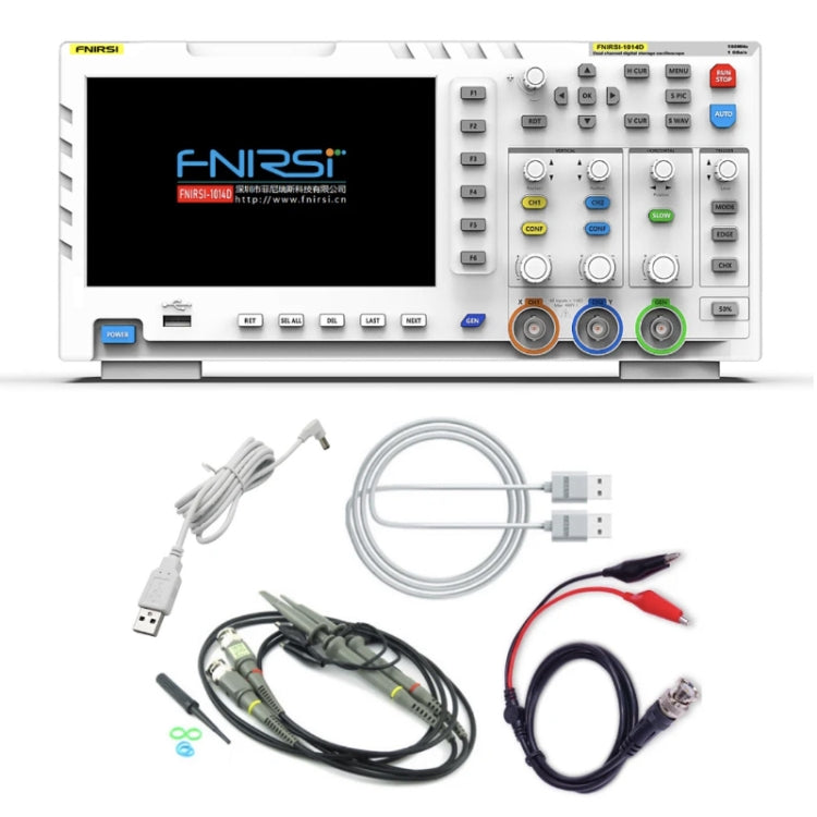 FNIRSI 2イン1 デュアルチャネル 100M帯域幅 デジタルオシロスコープ 1GS サンプリング 信号発生器、USプラグ、1014D、1014D +P4100 プローブ