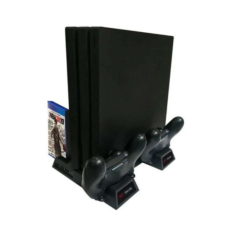 PS4 / PS4 Slim / PS4 Pro用冷却ファンスタンドコンソール縦置きスタンドクーラー、デュアルコントローラーチャージャー付き、JL-P1908