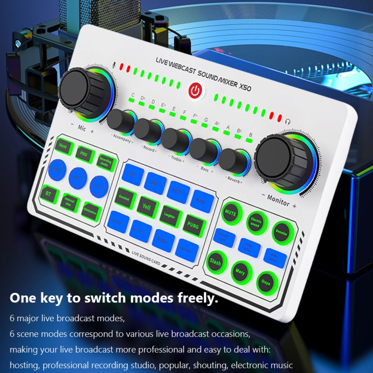 X50 Bluetooth RGB LED ライブサウンドカード OTGポートインターフェース付き、X50