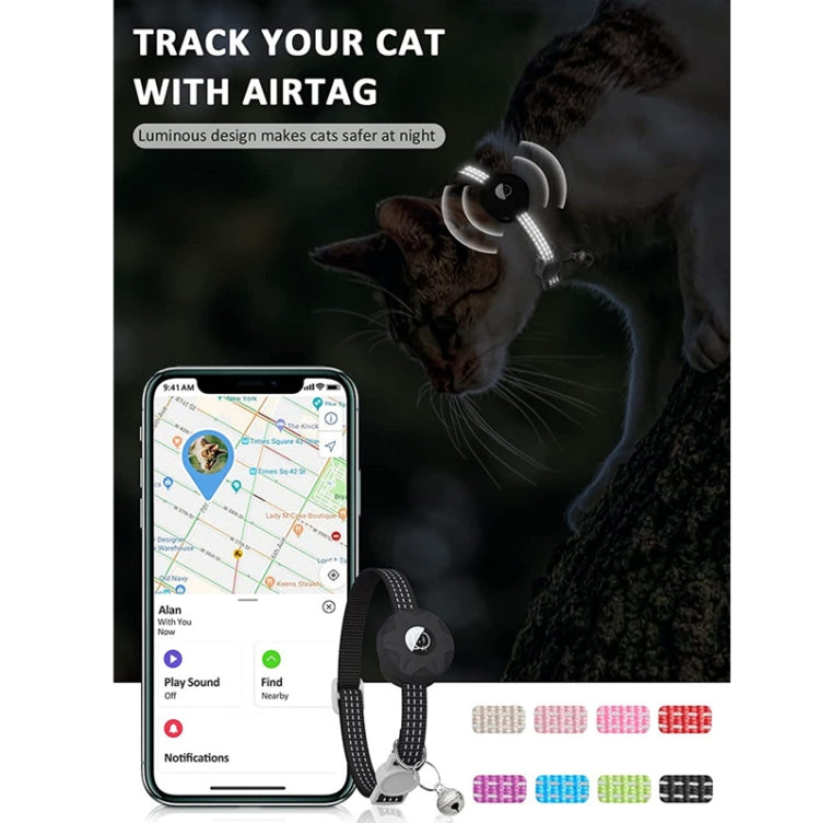 AirTag 第2世代 / AirTag 第1世代用 トラッカーシリコンケース 反射ペット猫用首輪 鈴付き